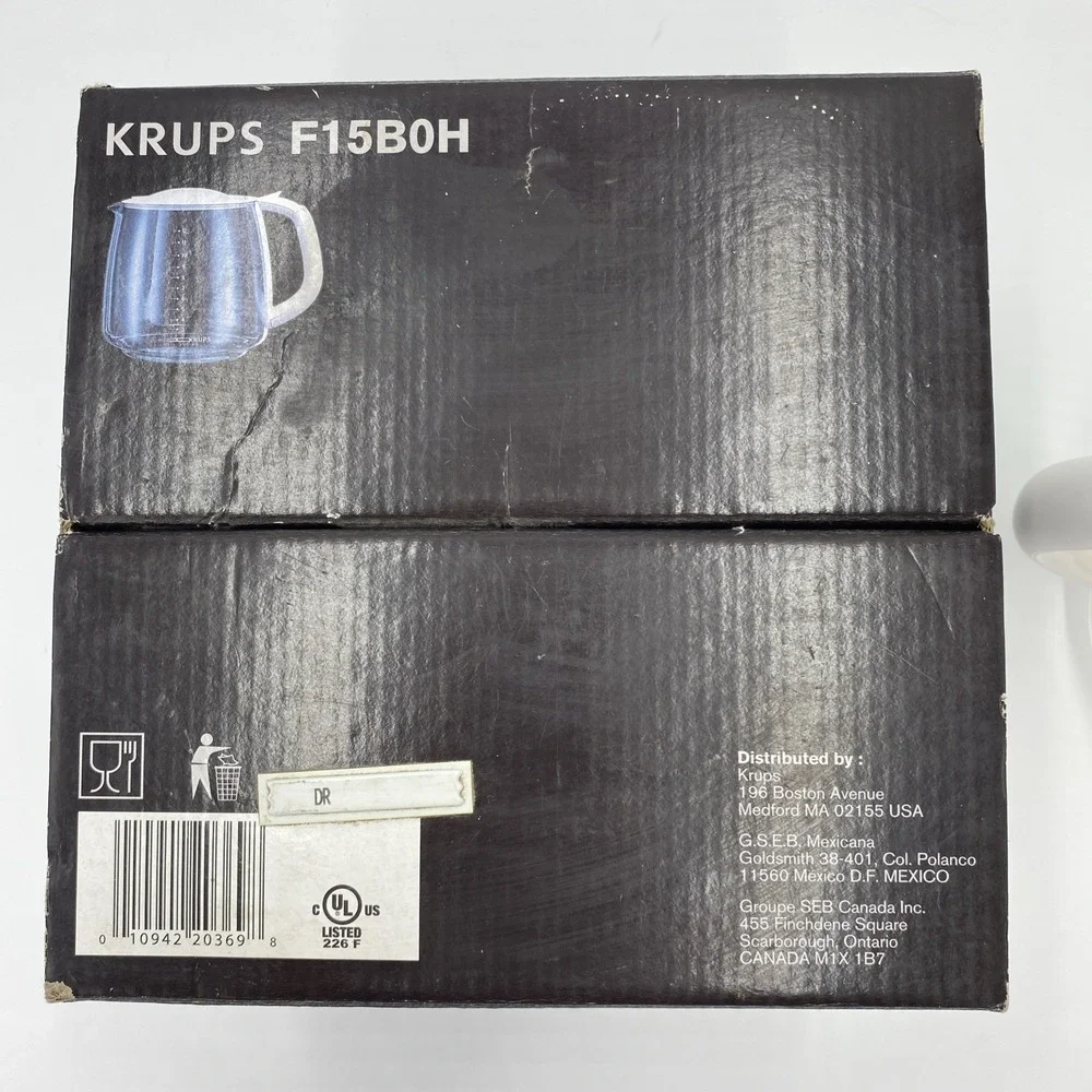 Krups Unisex 12-Cup Glass Carafe White F15B0H Replacement FME Coffee Maker Pot